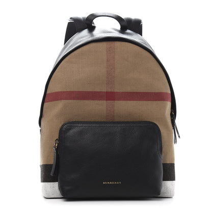 Burberry Mega Check Calfskin Abbeydale Simple Backpack Black Camel 1 of 8