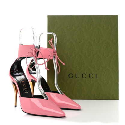 Gucci Vitello Vernice Soft Nappa Priscilla Ankle Cuff Pumps 40 Butterfly Pink 11 of 11