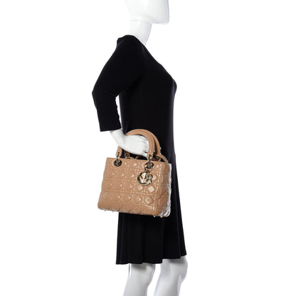 Christian Dior Lambskin Cannage Medium Lady Dior Beige 3 of 10