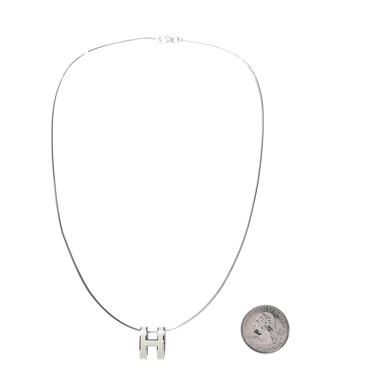 Hermes Lacquered Gold Pop H Pendant Necklace White 2 of 5