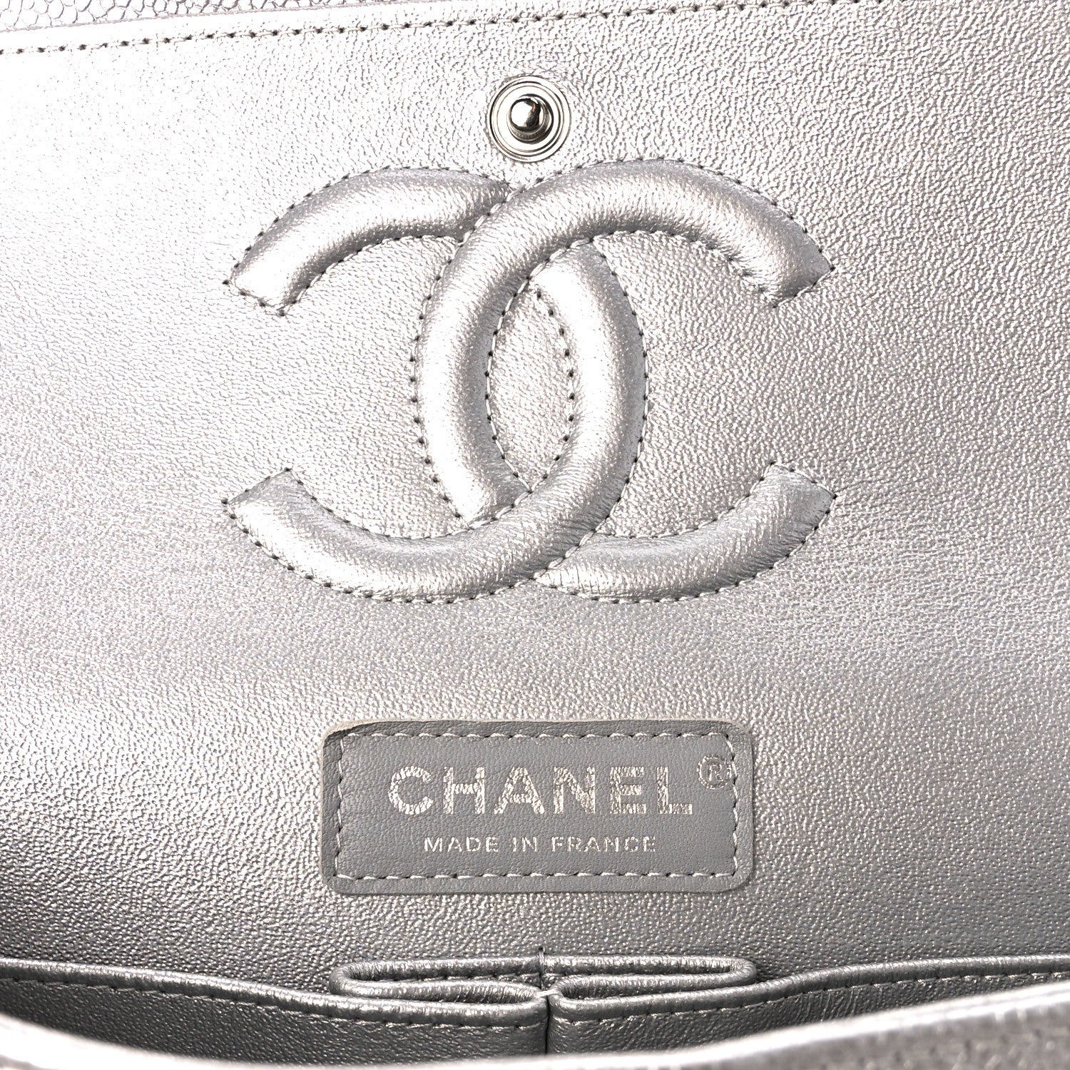 Chanel Metallic Caviar Quilted Medium Double Flap Silver 6 of 11