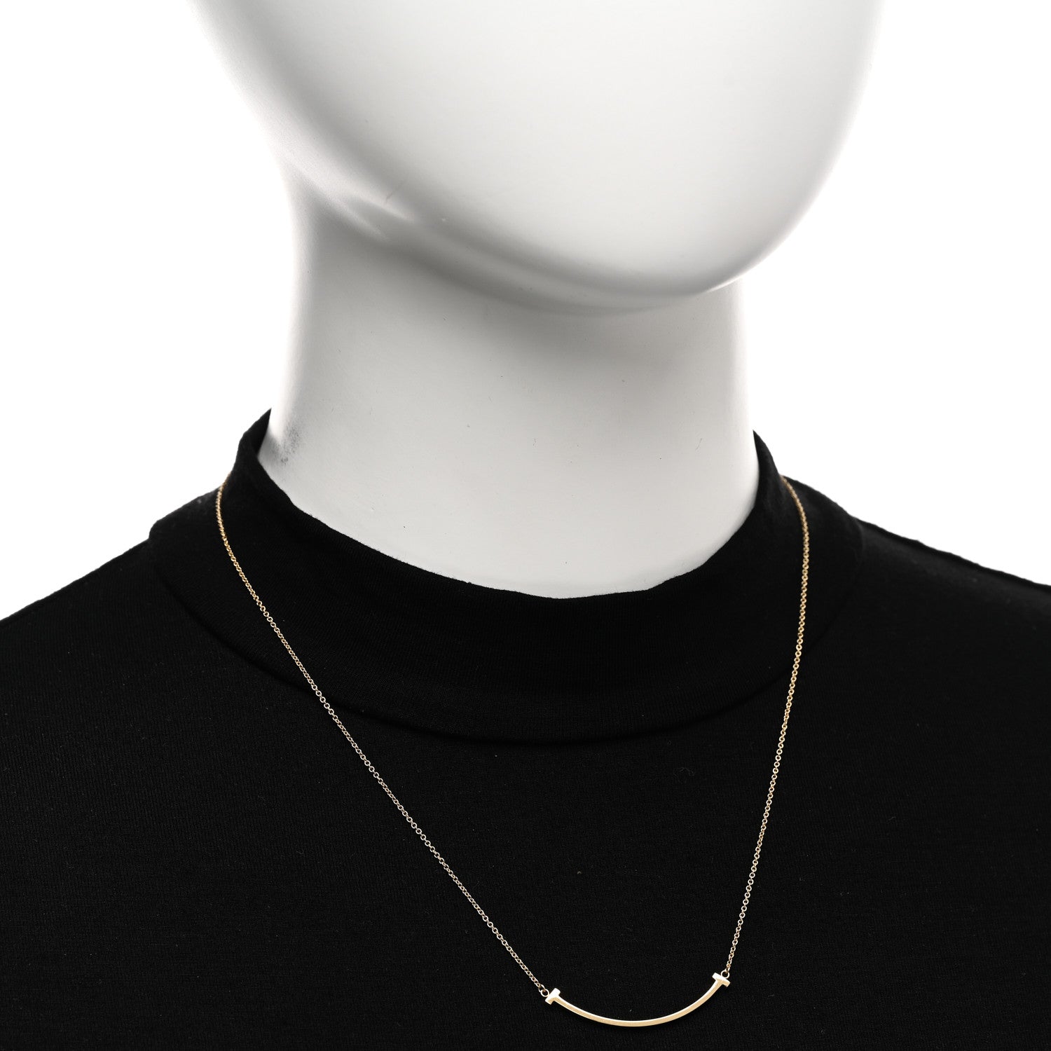 Tiffany 18K Yellow Gold Small T Smile Pendant Necklace 2 of 5