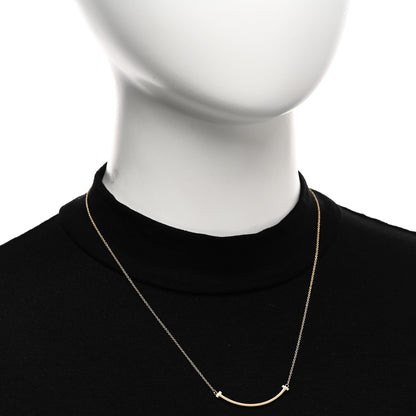 Tiffany 18K Yellow Gold Small T Smile Pendant Necklace 2 of 5