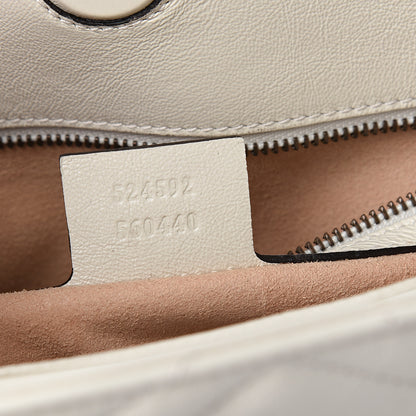 Gucci Azalea Calfskin Matelasse Heart Medium GG Marmont Slim Shoulder Bag Mystic White 6 of 9