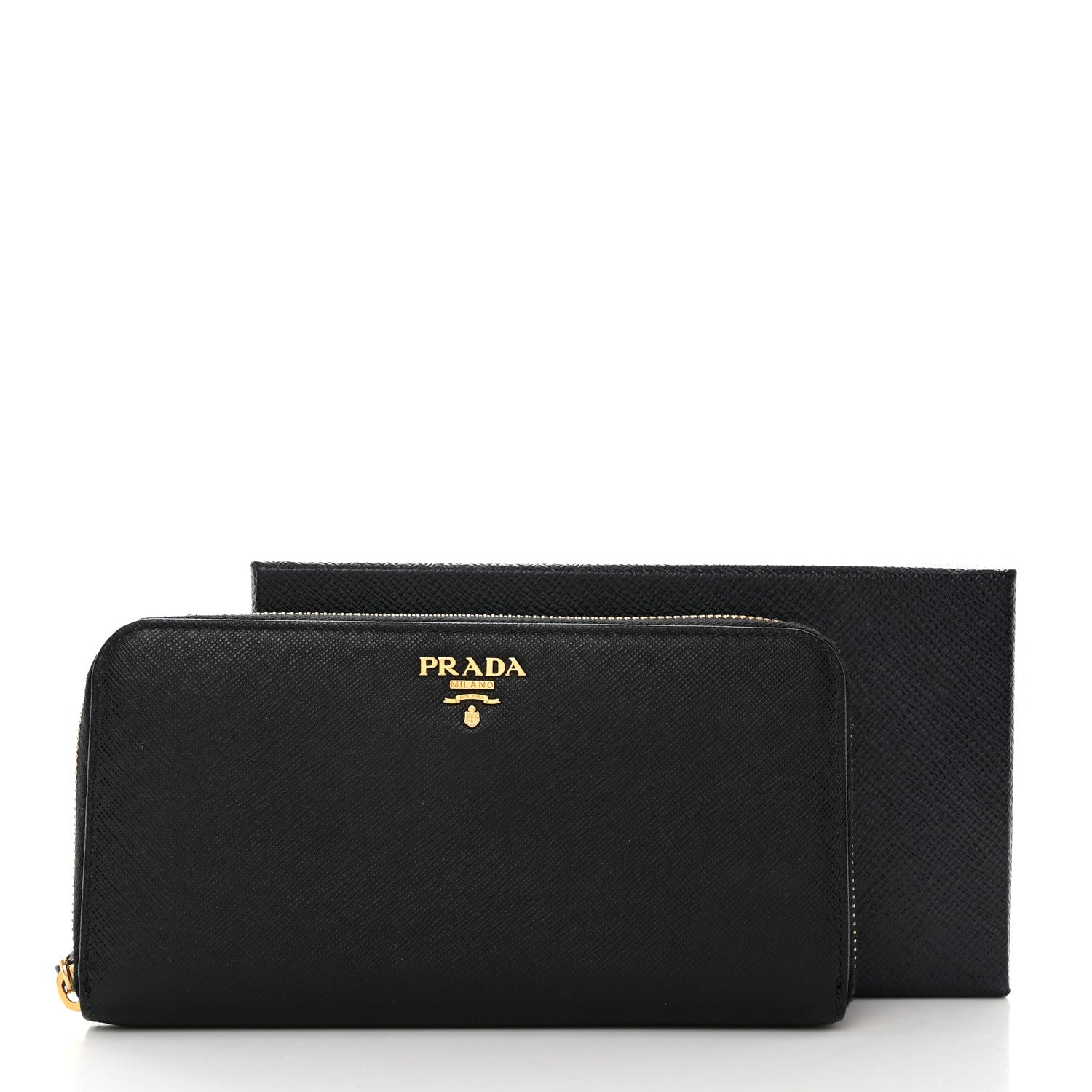 Prada Saffiano Metal Zip Around Wallet Black 8 of 8
