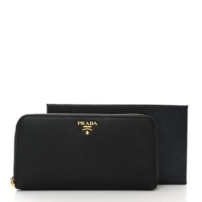 Prada Saffiano Metal Zip Around Wallet Black 8 of 8