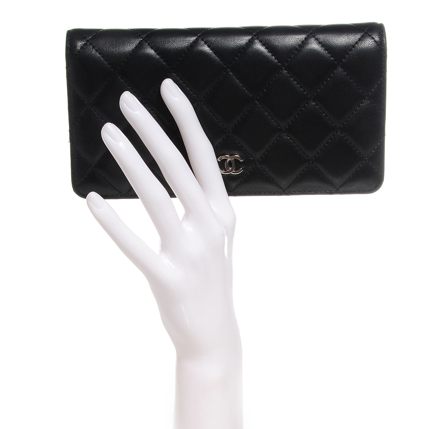 Chanel Lambskin Quilted Yen Wallet Black 2 of 7