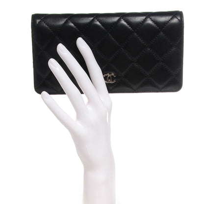 Chanel Lambskin Quilted Yen Wallet Black 2 of 7