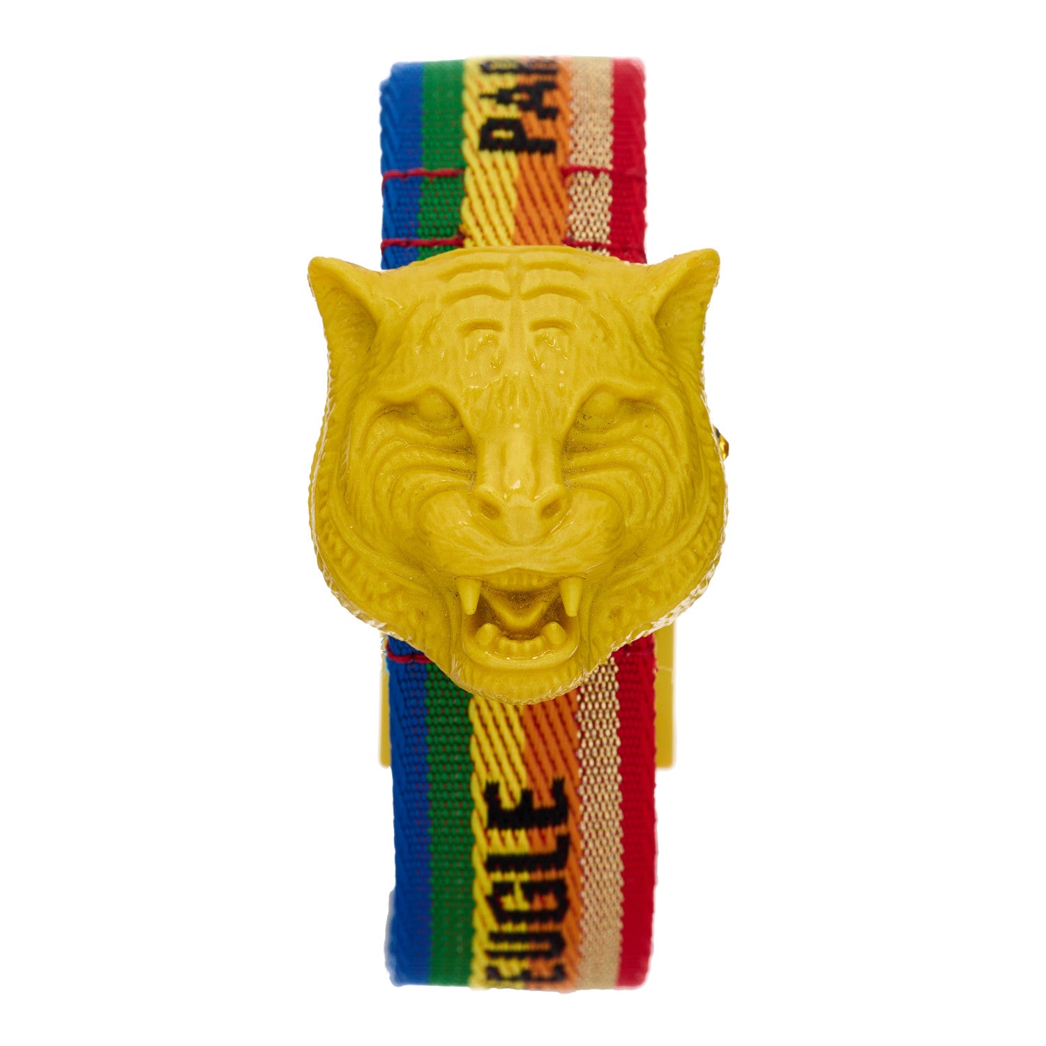 Gucci Stainless Steel Nylon 32mm Le Marche Des Merveilles Tiger Quartz Watch Yellow 1 of 5