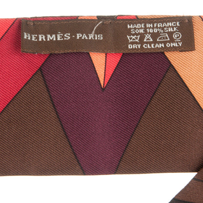 Hermes Silk La Rose Des Vents Twilly Marron Terracotta Vert 3 of 4
