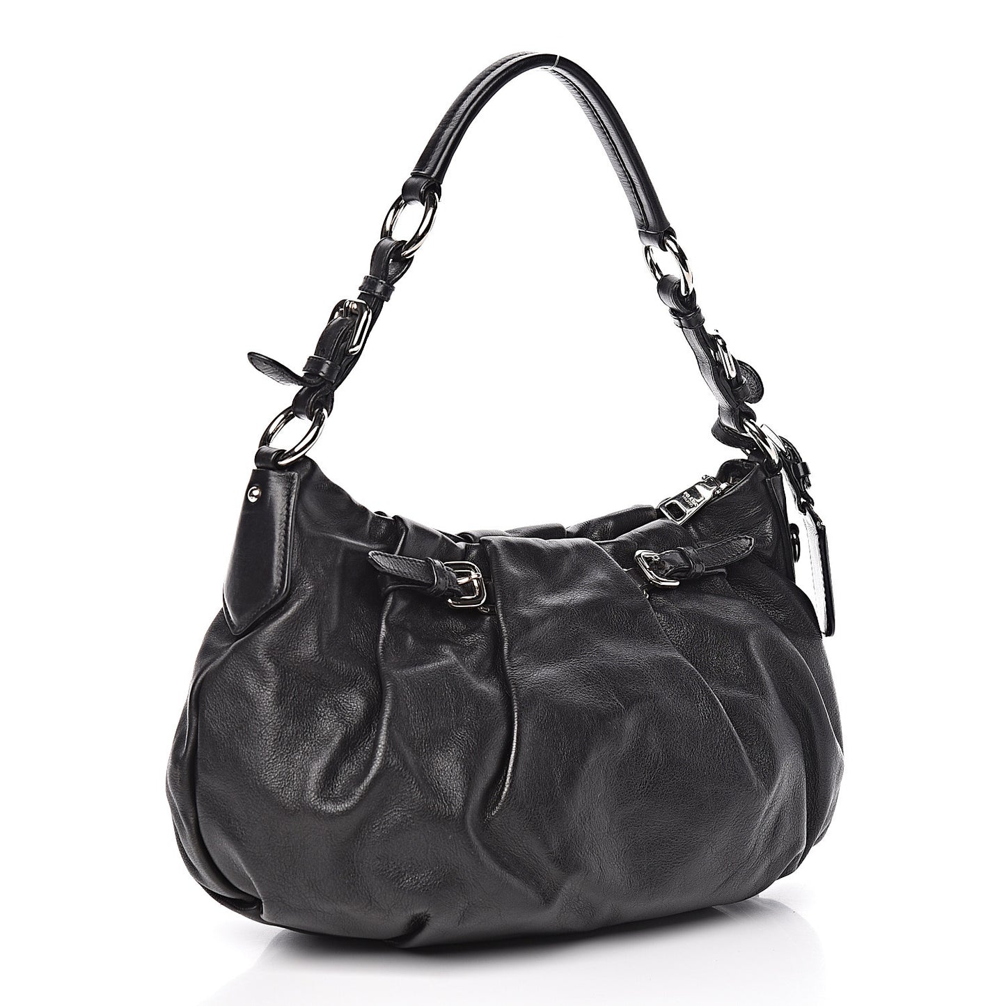 Soft Calf Pleated Hobo Black