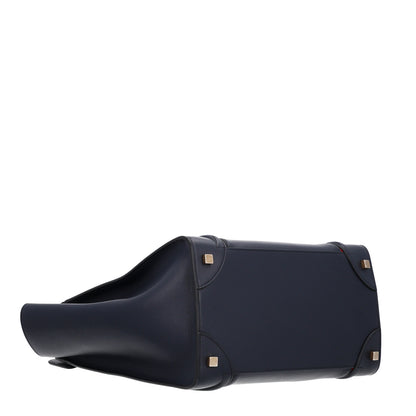 Celine Satin Debossed Calfskin Mini Luggage Navy Blue 4 of 10