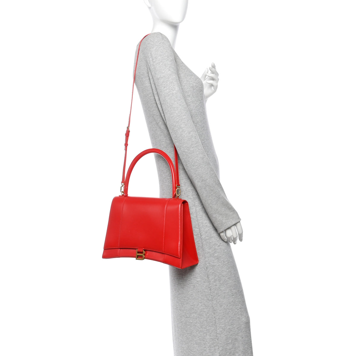Balenciaga Shiny Box Calfskin Medium Hourglass Top Handle Bag Bright Red 2 of 11