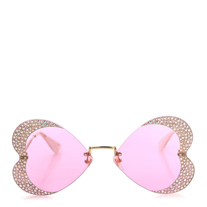 Gucci Metal Crystal Heart Frame Sunglasses GG0897S Pink Gold 2 of 8