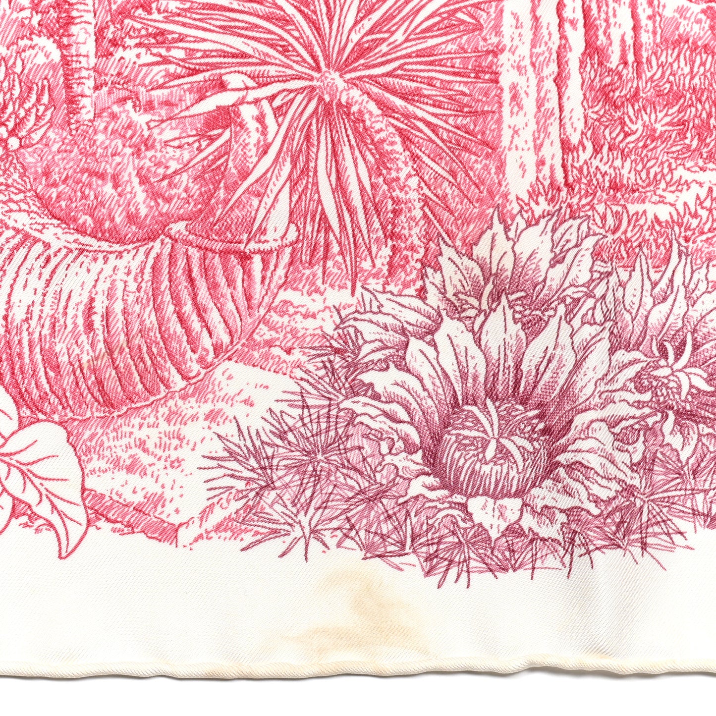 Silk Le Jardin de Leila Scarf 90 Blanc Framboise Prune