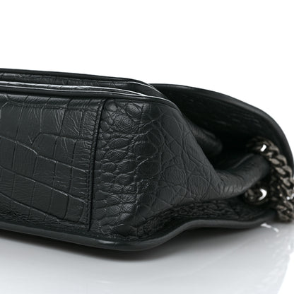Saint Laurent Calfskin Crocodile Embossed Monogram Medium Niki Chain Satchel Algea 8 of 8