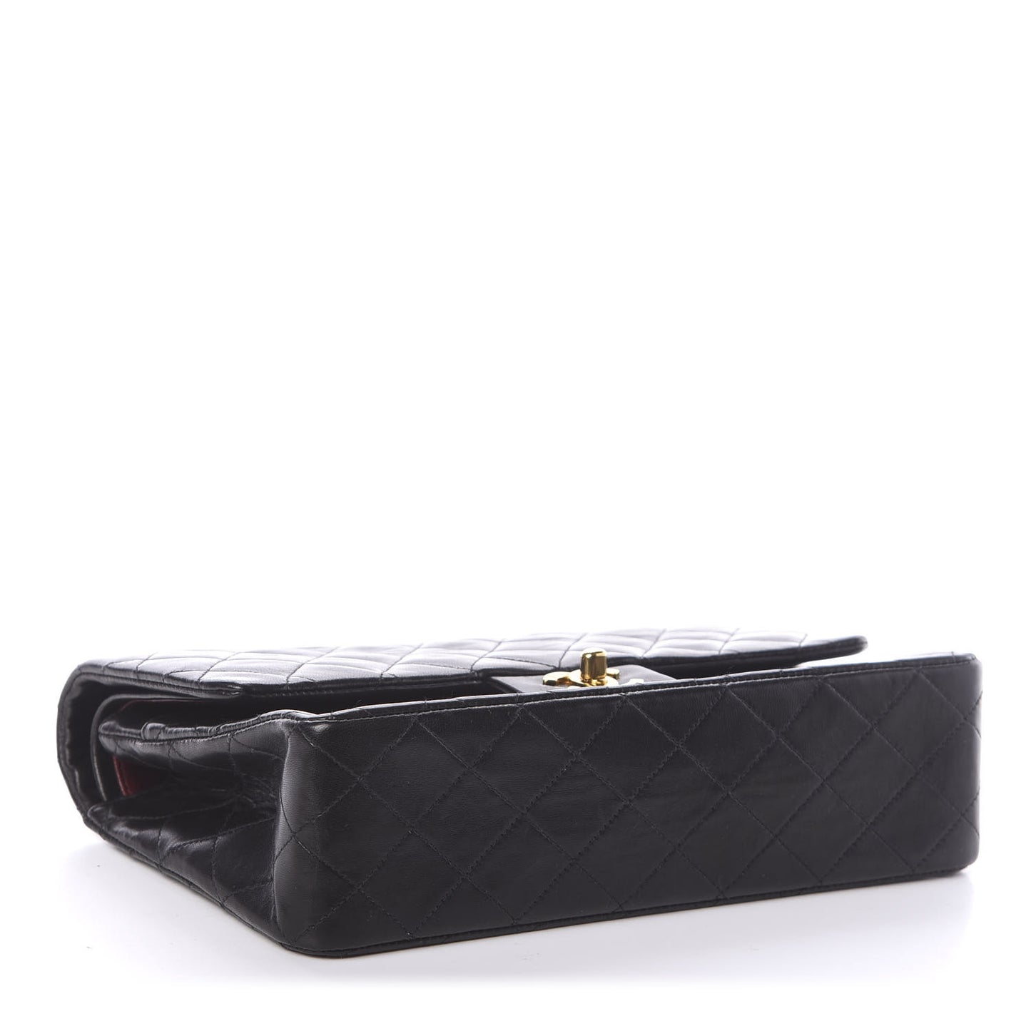 Lambskin Quilted Medium Double Flap Black