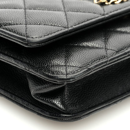 Chanel Caviar Quilted French New Wave Chain CC Wallet On Chain WOC Black 9 of 11