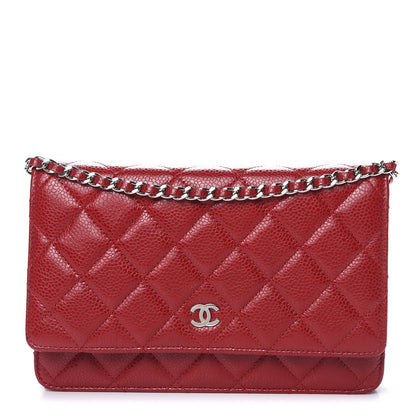 Chanel Caviar Quilted Wallet on Chain WOC Red 1 of 11