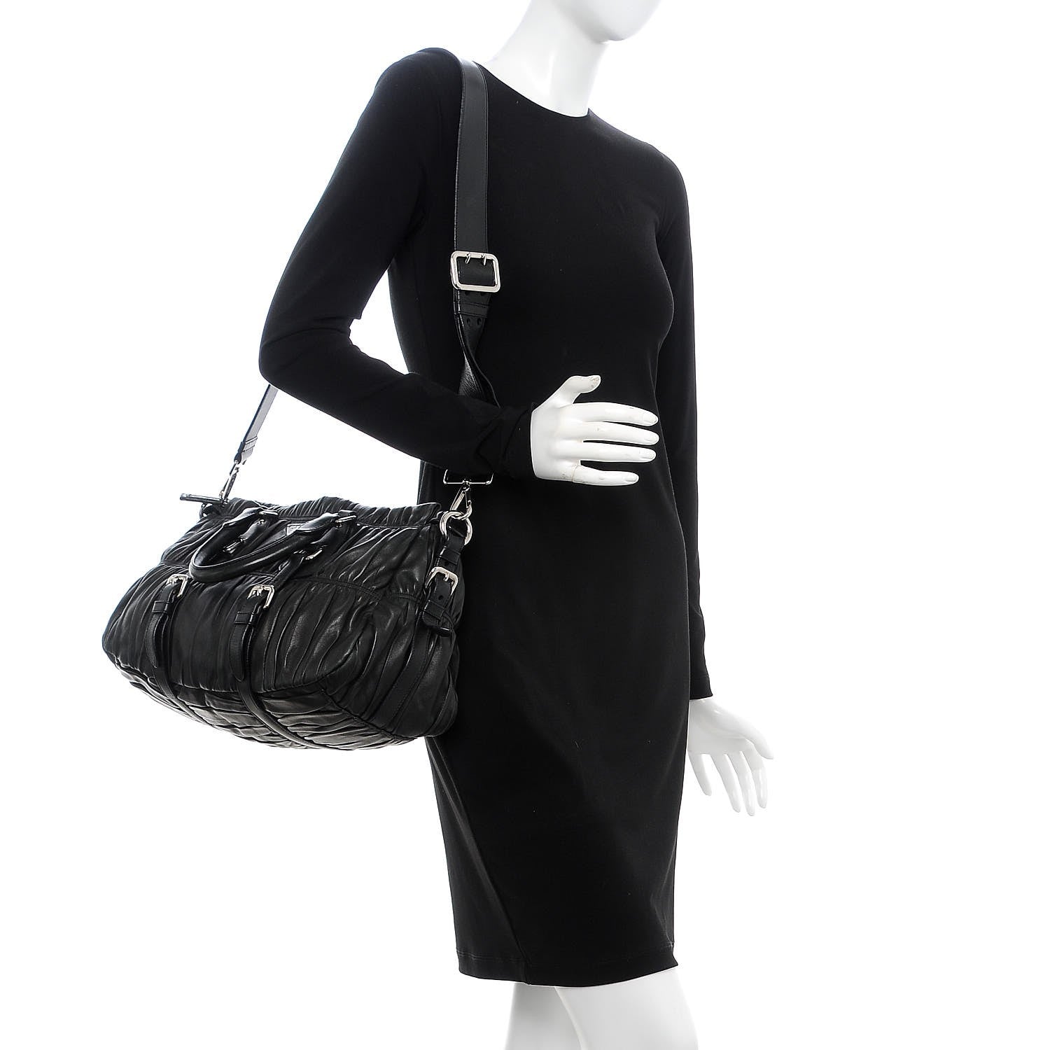Prada Nappa Gaufre Satchel Black 13 of 23