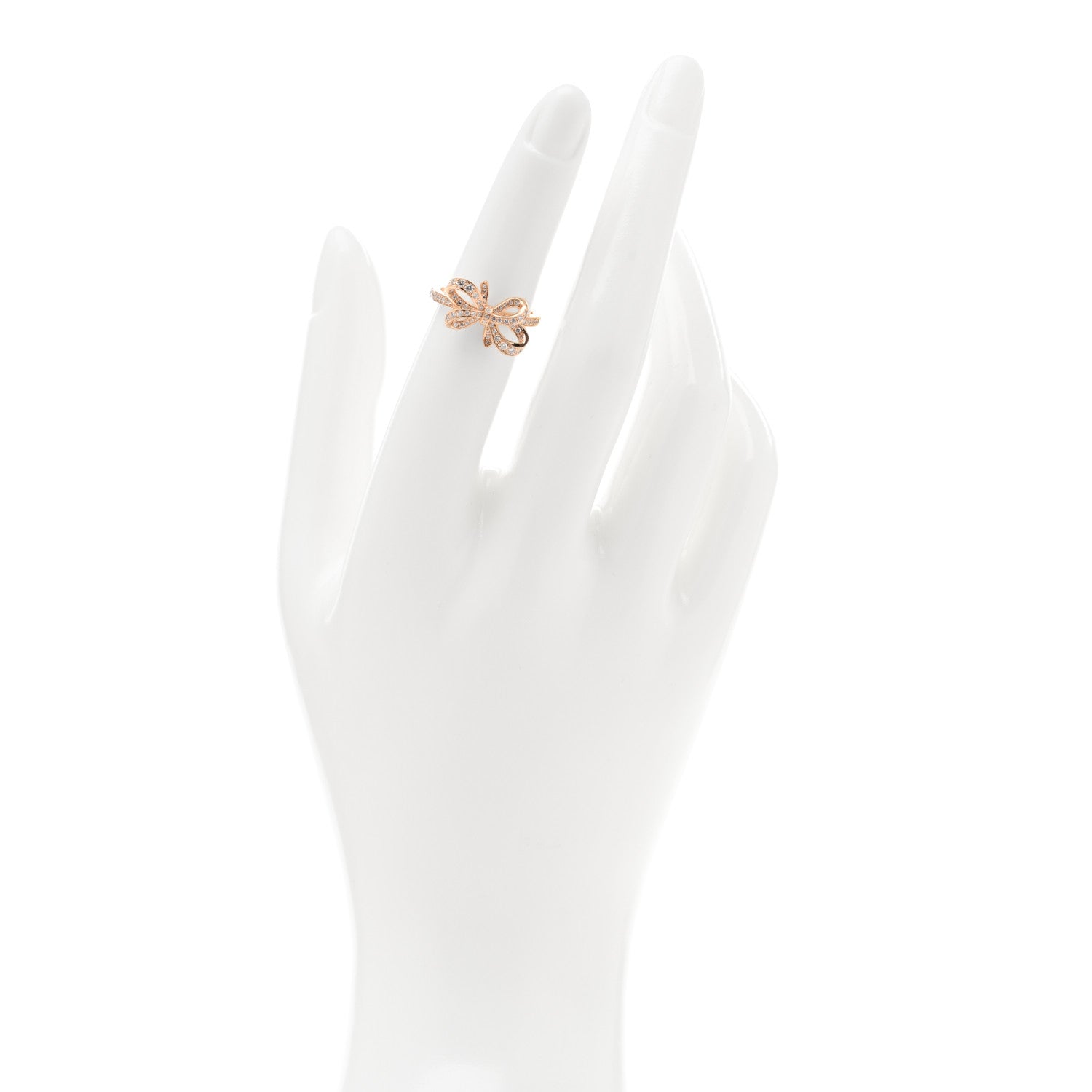 Tiffany 18K Rose Gold Diamond .20ct Double Bow Ring 49 5 1315310