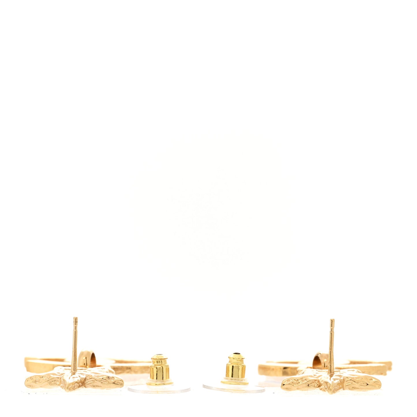 Metal Enamel CC Star Drop Earrings Gold Black