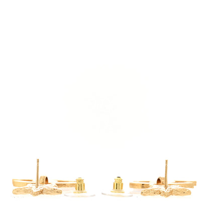 Chanel Metal Enamel CC Star Drop Earrings Gold Black 3 of 4