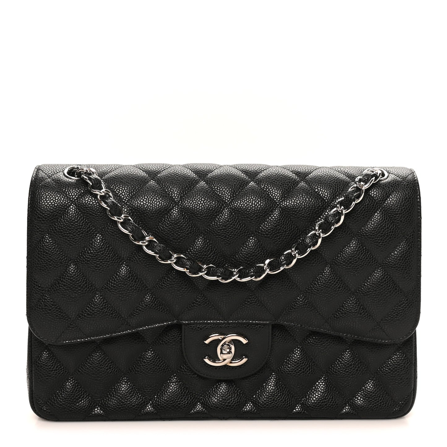 Caviar Quilted Jumbo Double Flap Black