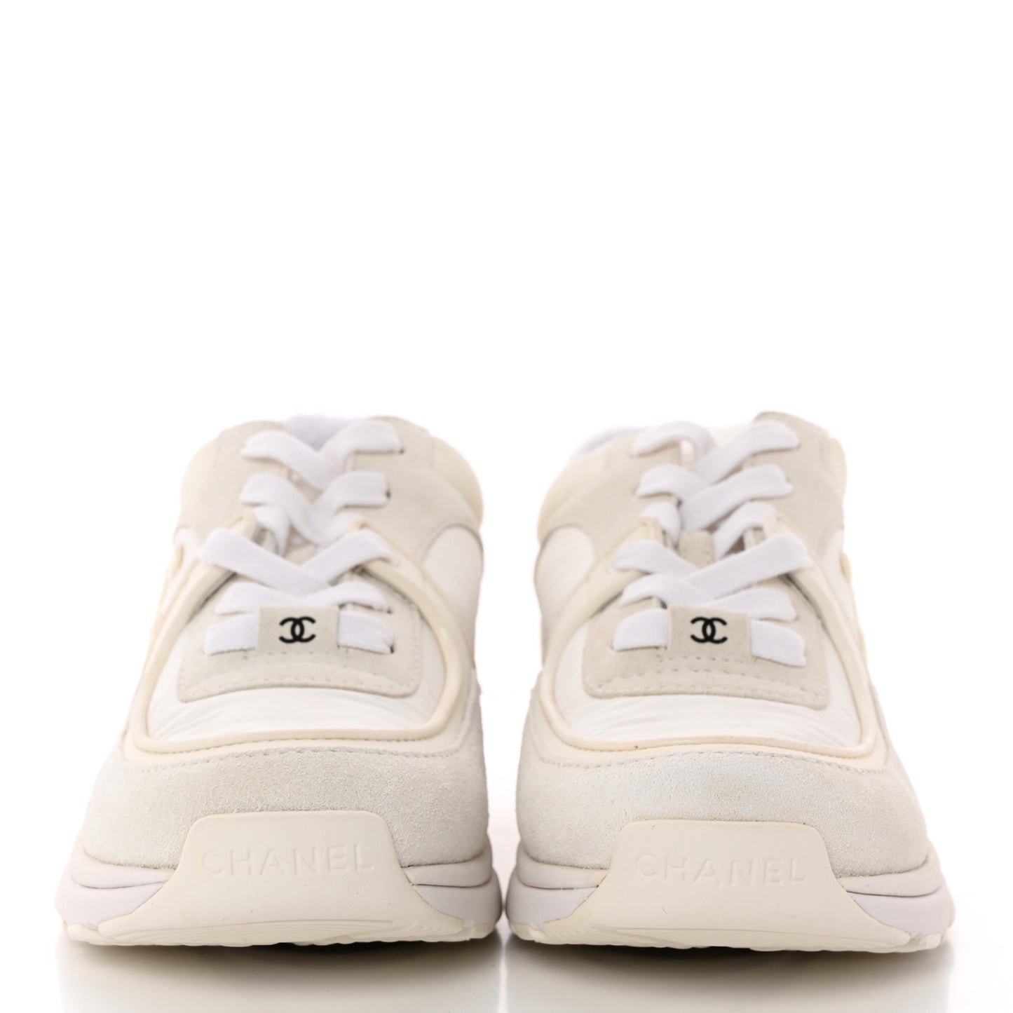 Calfskin Mixed Fibers CC Sneakers 36 White