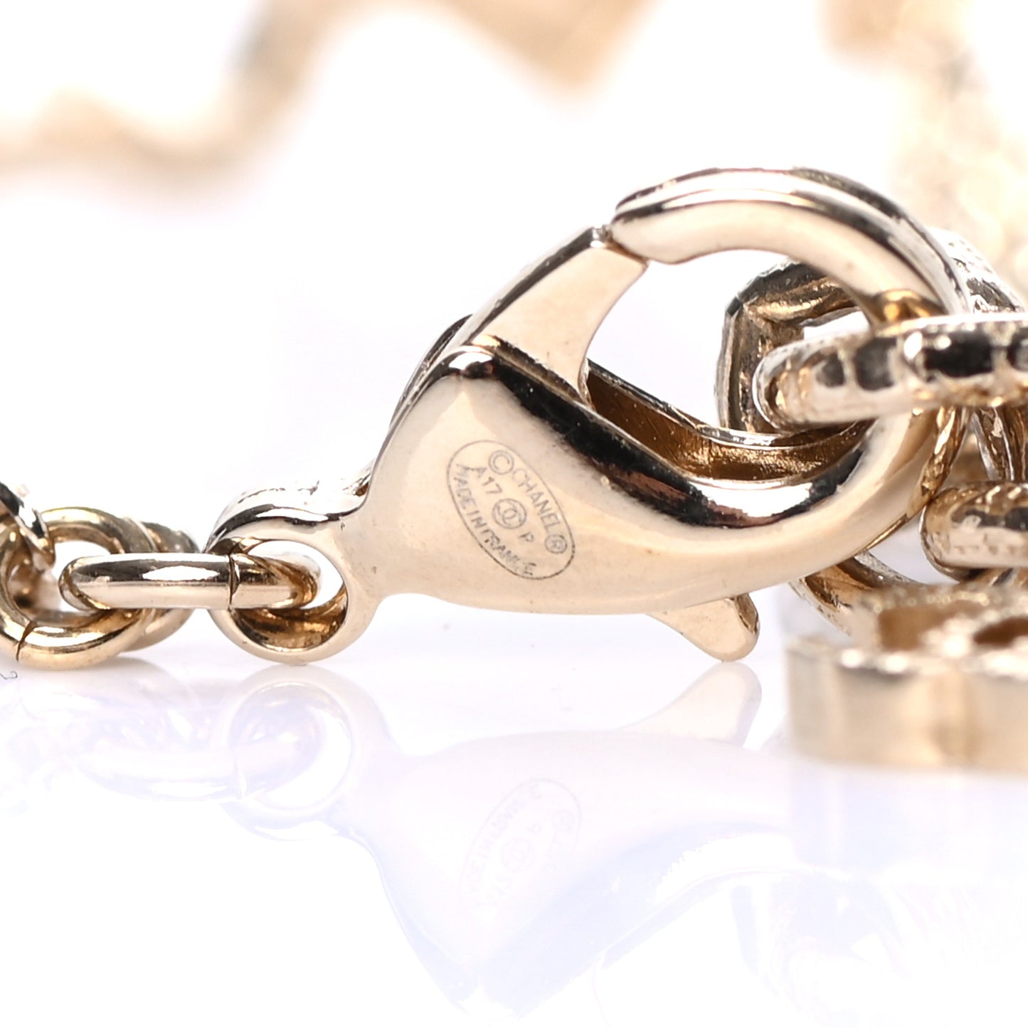 Quilted I Heart Chanel Logo Bracelet Gold