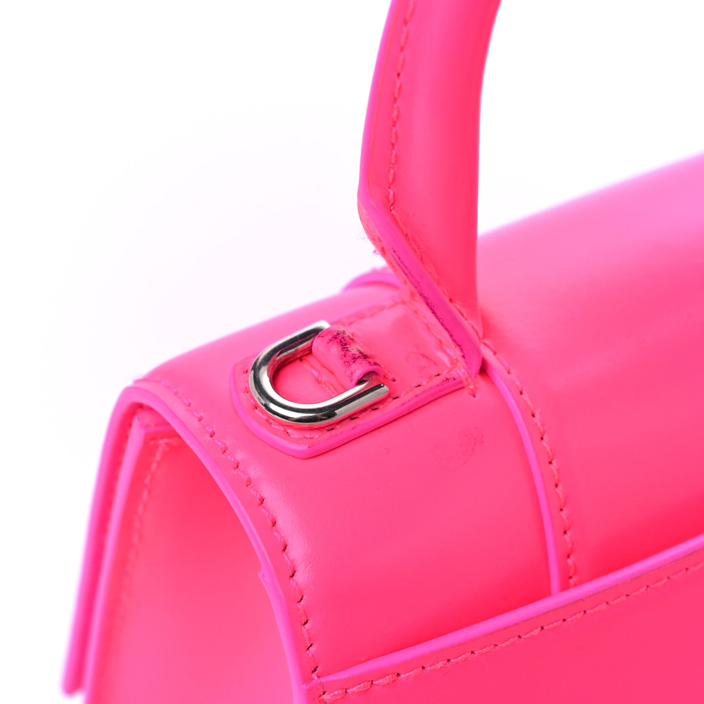 Shiny Box Calfskin Hourglass Top Handle Bag XS Hot Pink