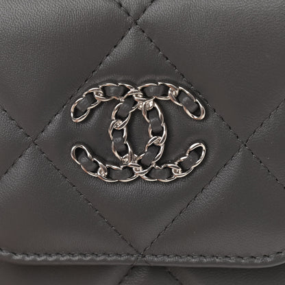 Chanel Lambskin Quilted Chanel 19 Phone Holder With Chain Grey 12 of 15