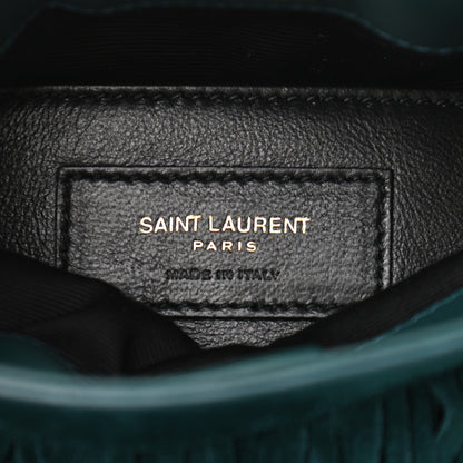 Saint Laurent Suede Calfskin Small Grace Fringed Hobo Bag Rope Sea Turquoise 6 of 9