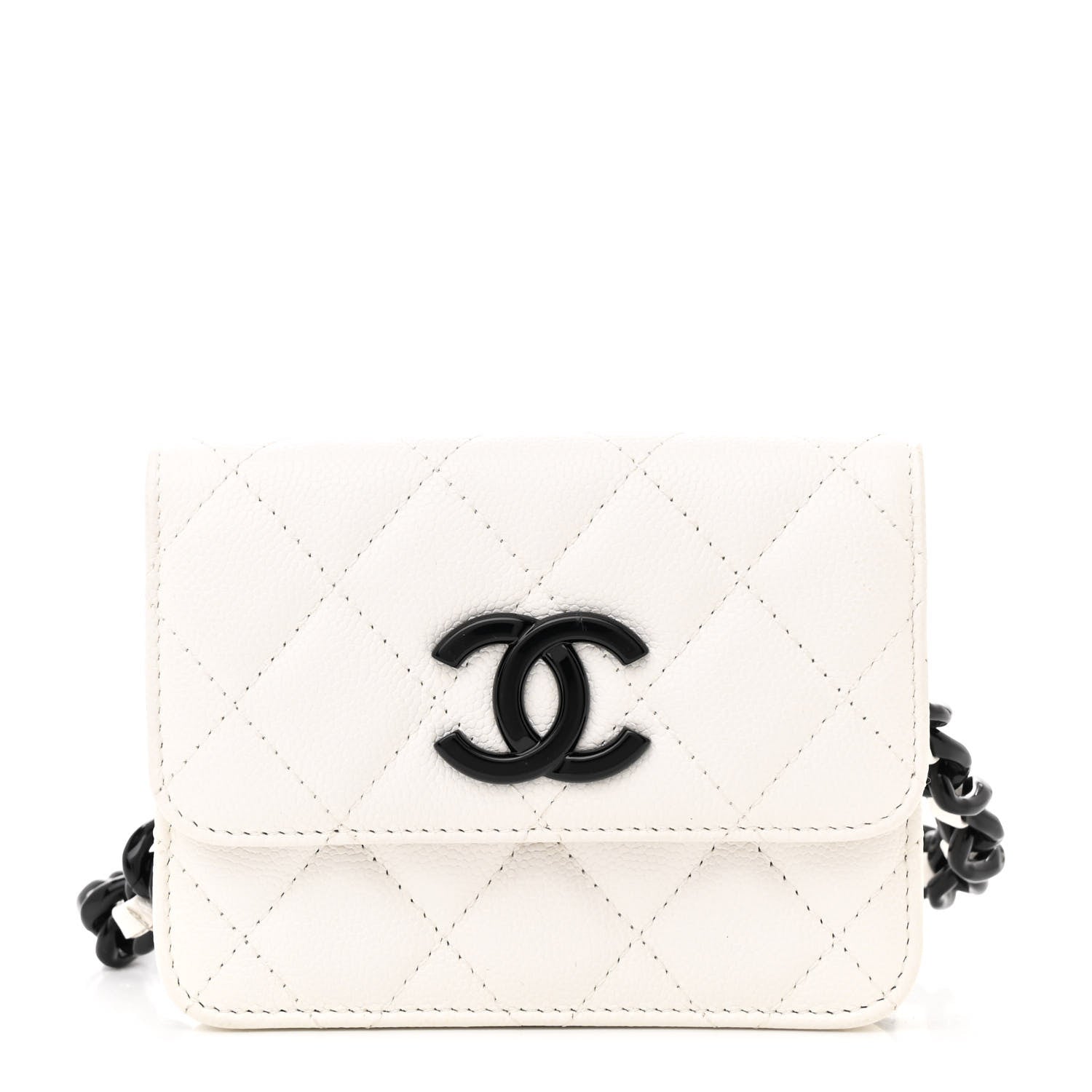Chanel Caviar Quilted My Everything Belt Flap Card Holder White 1 of 11