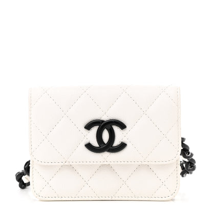 Chanel Caviar Quilted My Everything Belt Flap Card Holder White 1 of 11