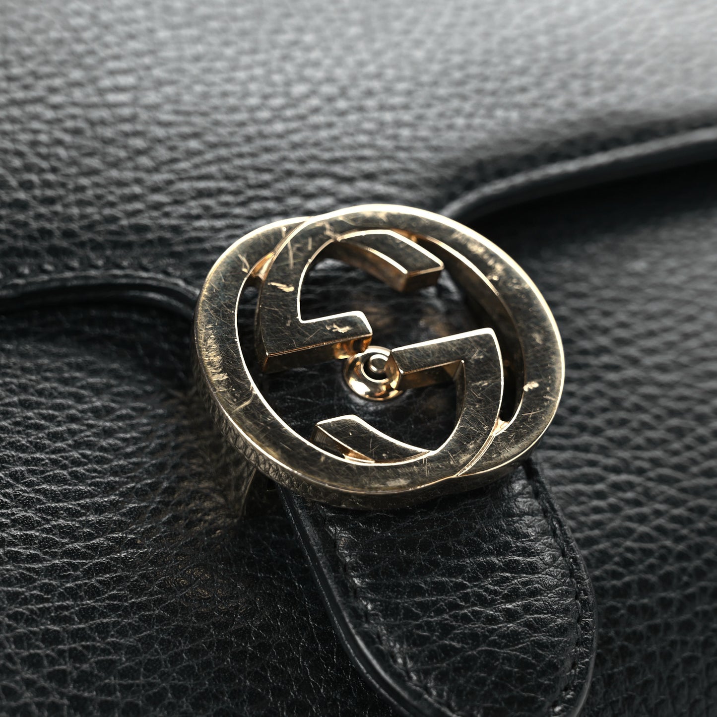 Dollar Calfskin Interlocking G Shoulder Bag Black