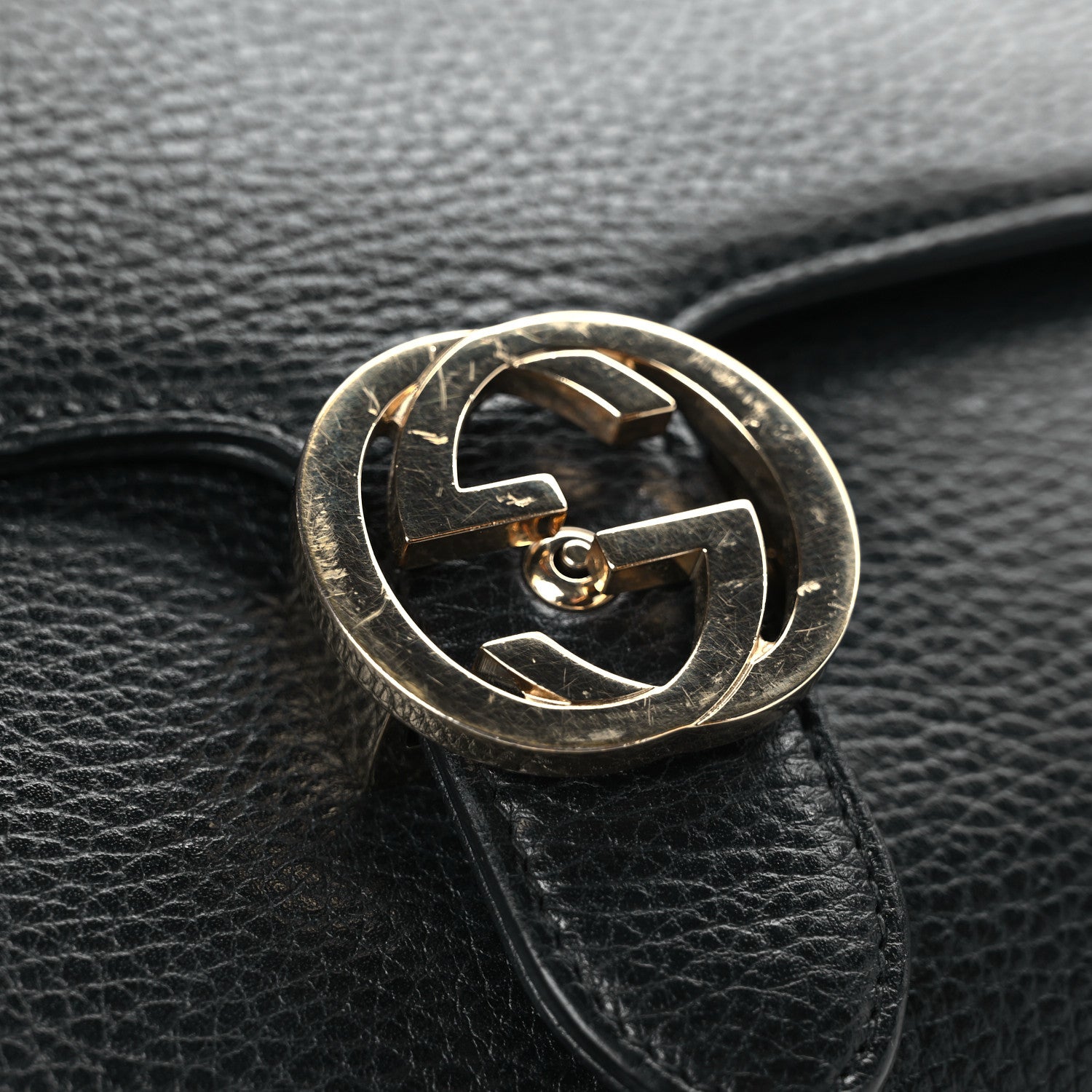 Gucci Dollar Calfskin Interlocking G Shoulder Bag Black 12 of 12