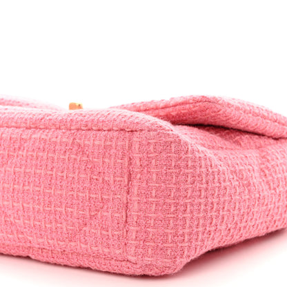 Chanel Metallic Tweed Quilted Large Chanel 19 Flap Pink 10 of 11