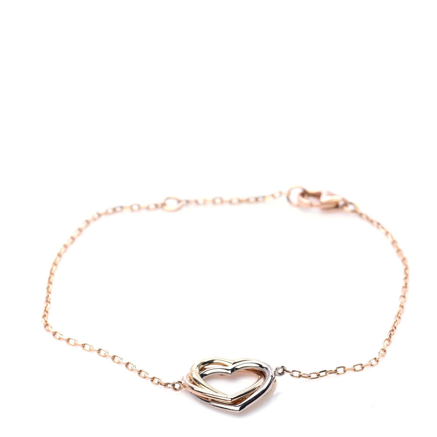 Cartier 18K Pink Yellow White Gold Trinity Heart Bracelet 1 of 6