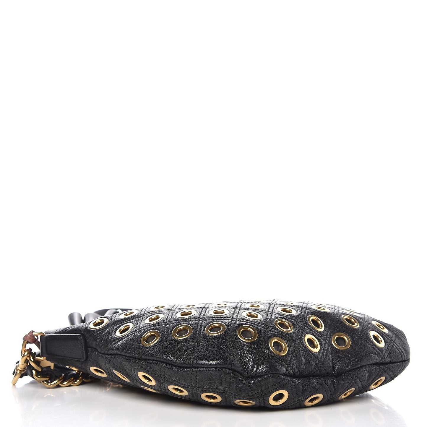 Goatskin Quilted Grommet Nomad Hobo Black