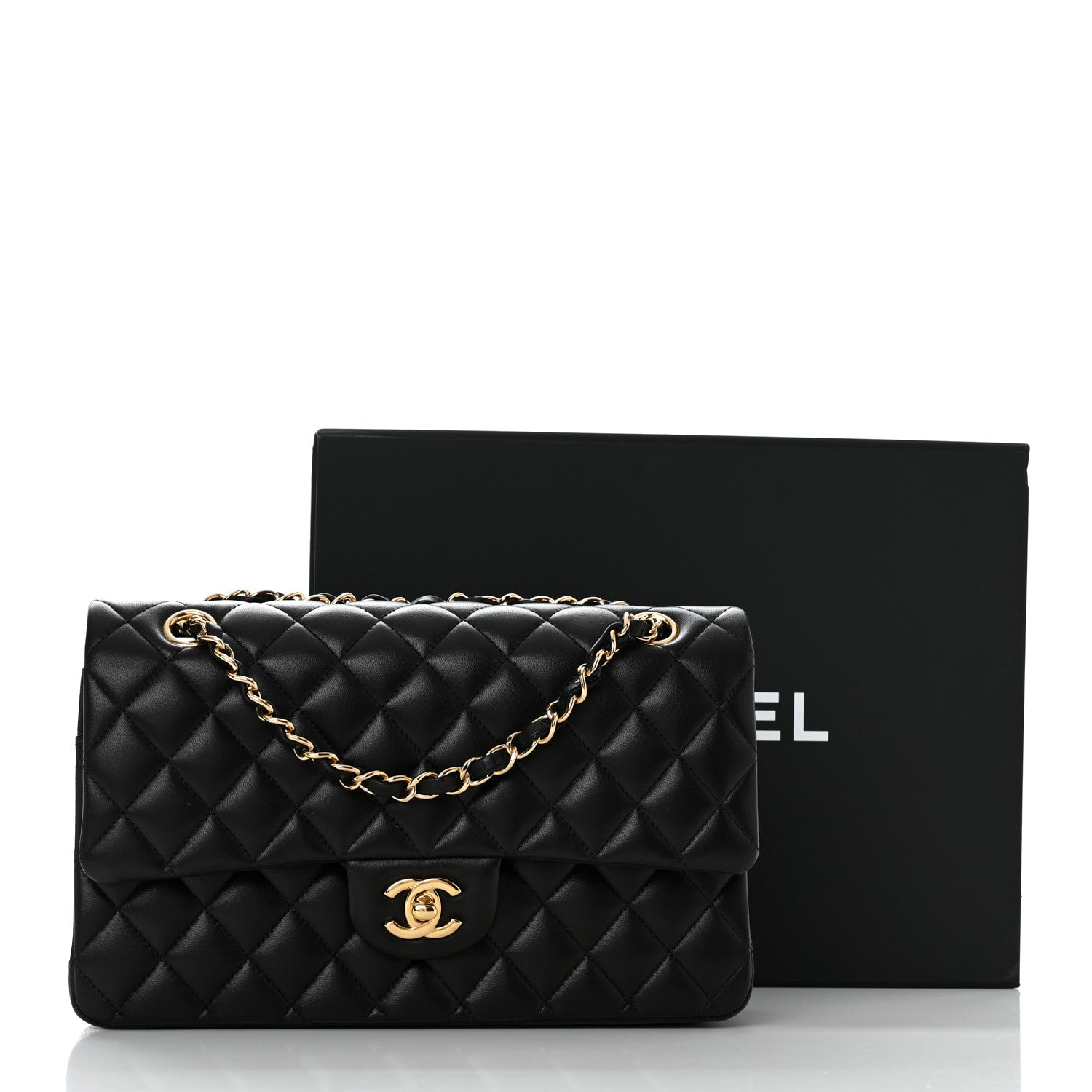 Chanel Lambskin Quilted Medium Double Flap Black 11 of 11