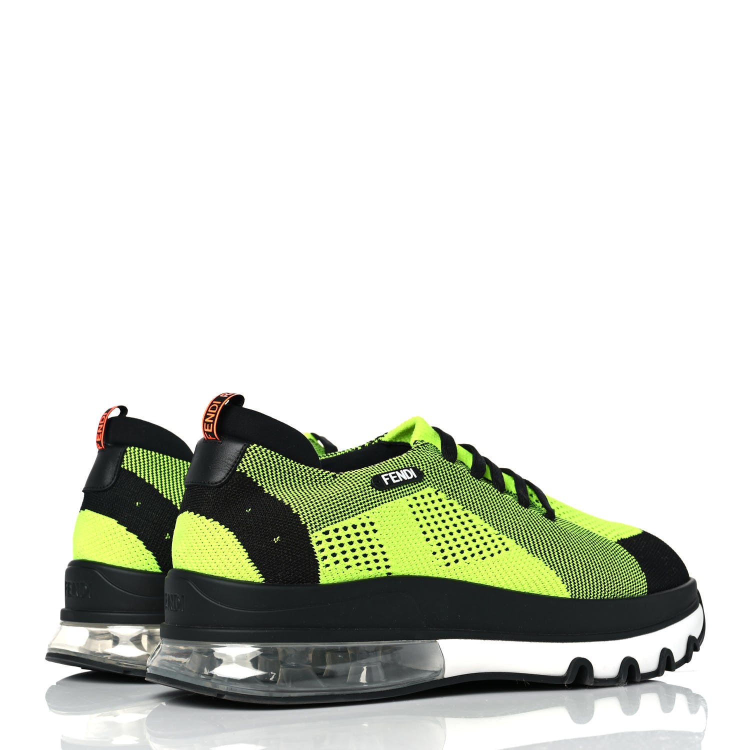 Fendi Jersey Vitello Mens Low Top Sneakers 8 Black Giallo Fluo 3 of 8