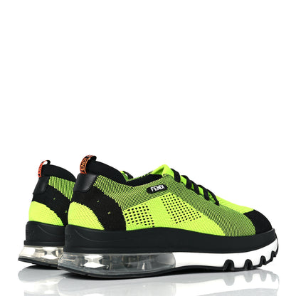 Fendi Jersey Vitello Mens Low Top Sneakers 8 Black Giallo Fluo 3 of 8