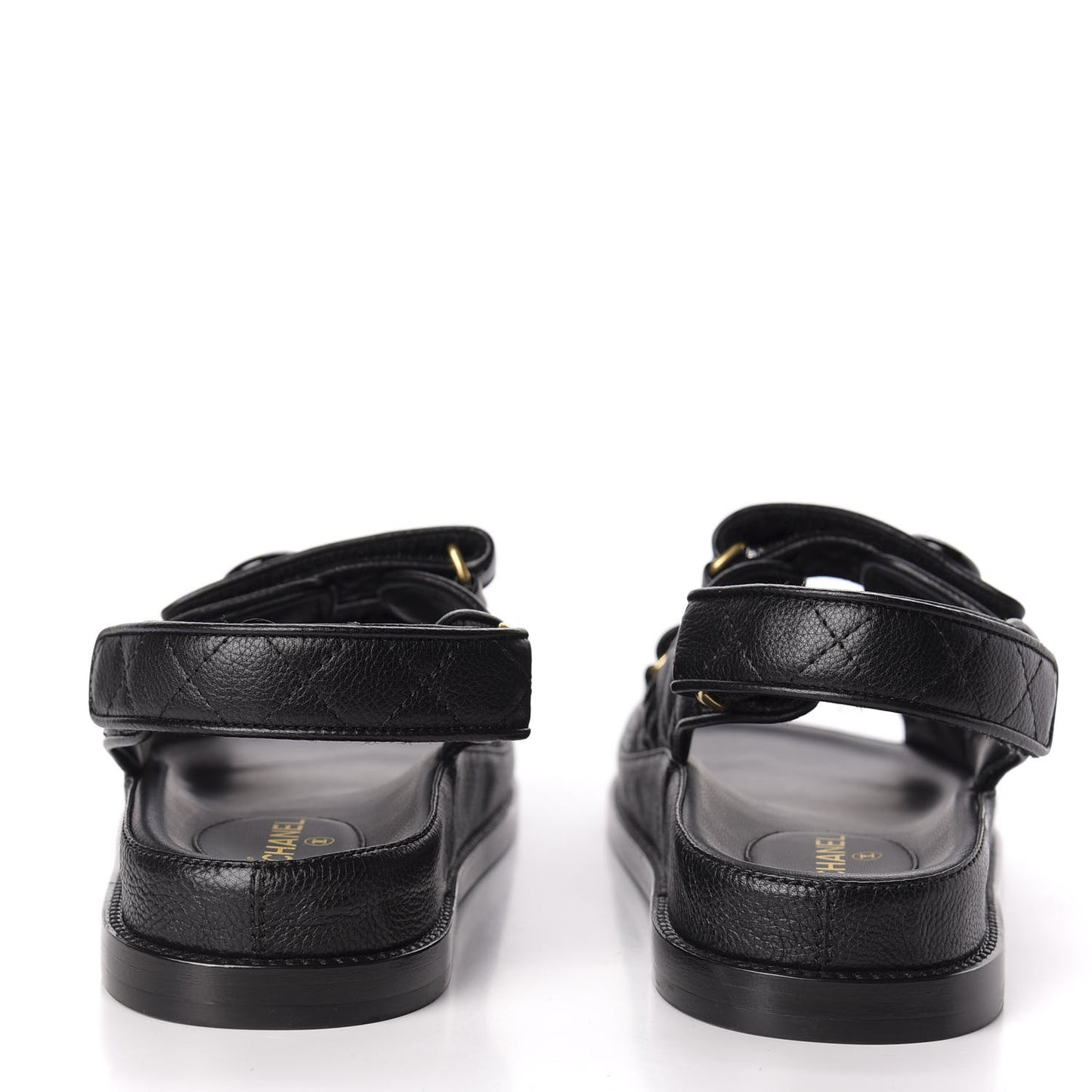 Grained Calfskin Velcro Dad Sandals 39 Black