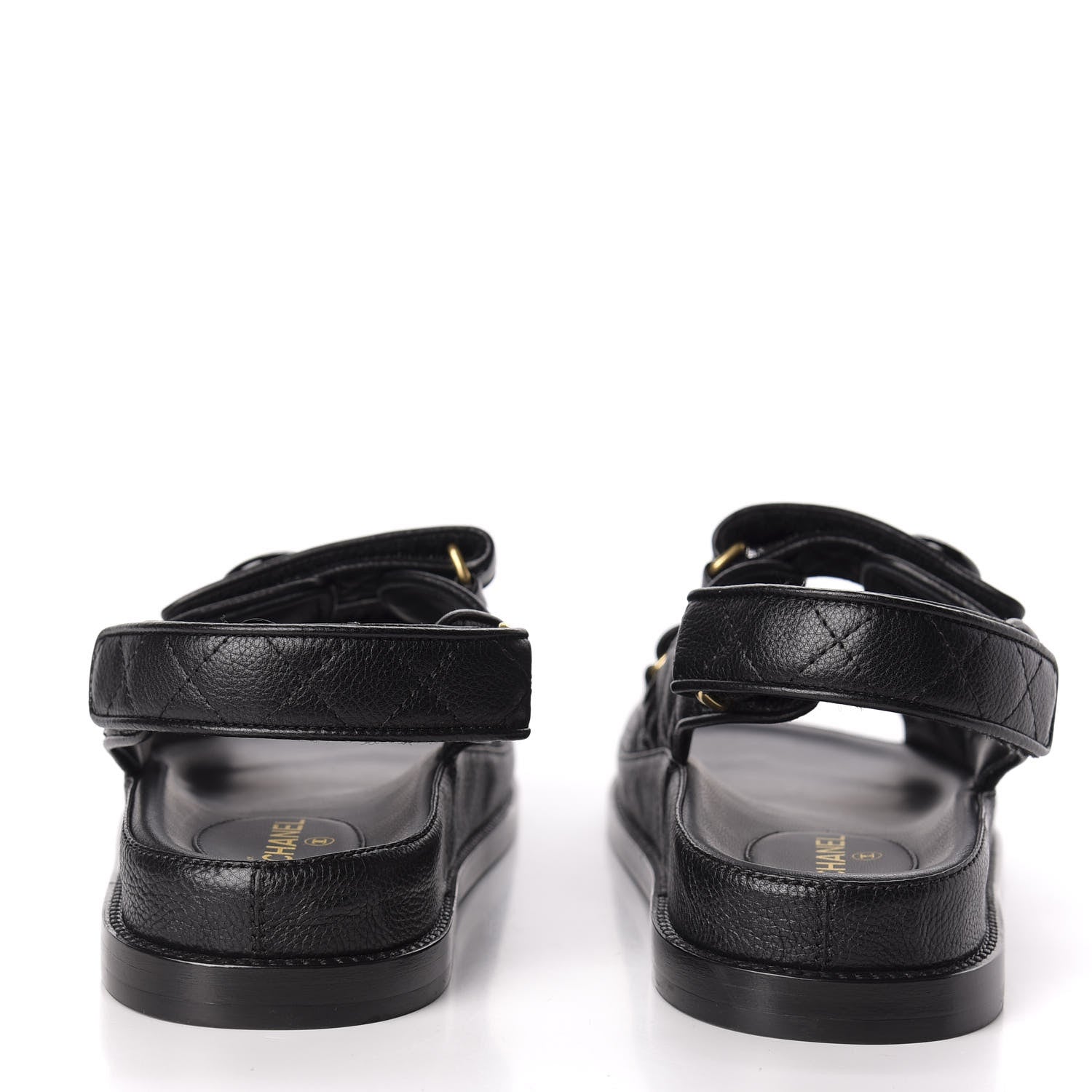 Chanel Grained Calfskin Velcro Dad Sandals 39 Black 6 of 10