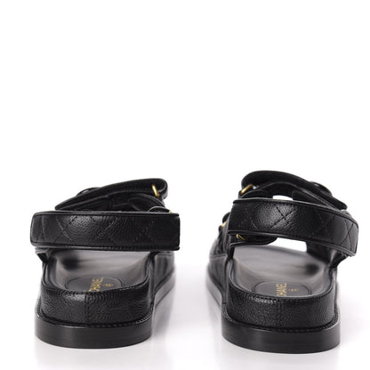 Chanel Grained Calfskin Velcro Dad Sandals 39 Black 6 of 10