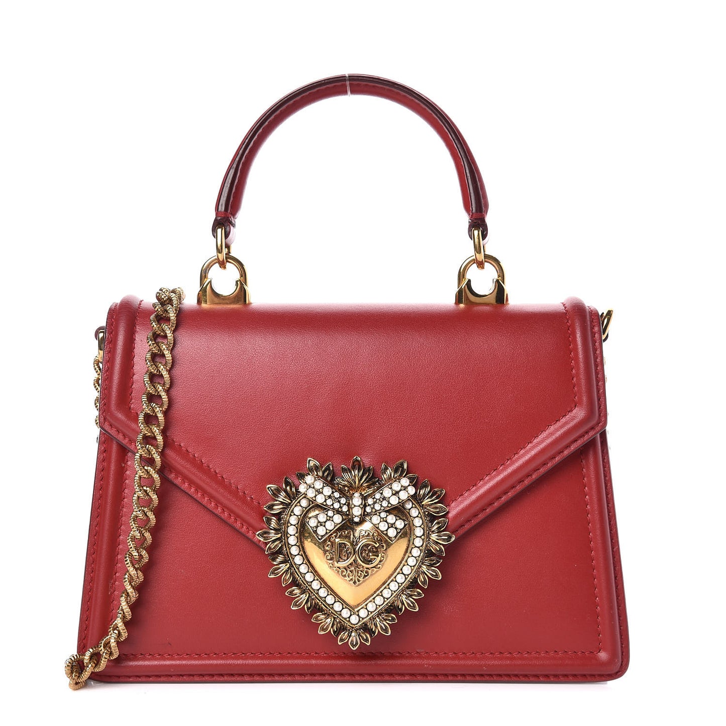 Smooth Calfskin Devotion Envelope Top Handle Bag Rosso Papavero