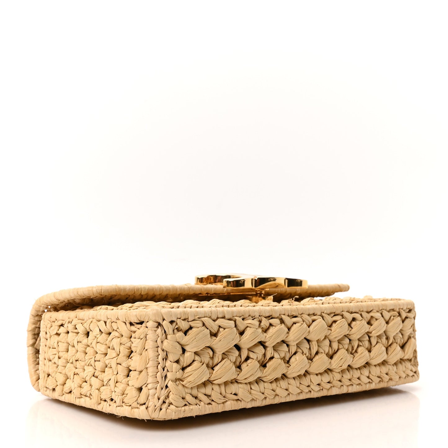 Raffia Effect Claude Chain Shoulder Bag Natural