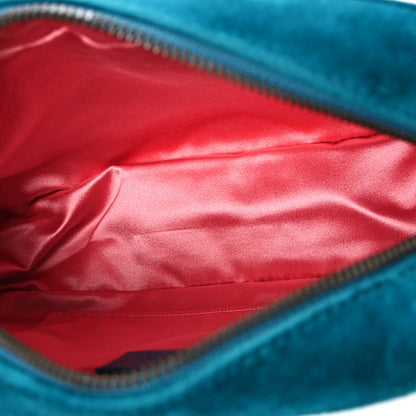 Gucci Velvet Matelasse Small GG Marmont Chain Shoulder Bag Pavone Cyan 4 of 9