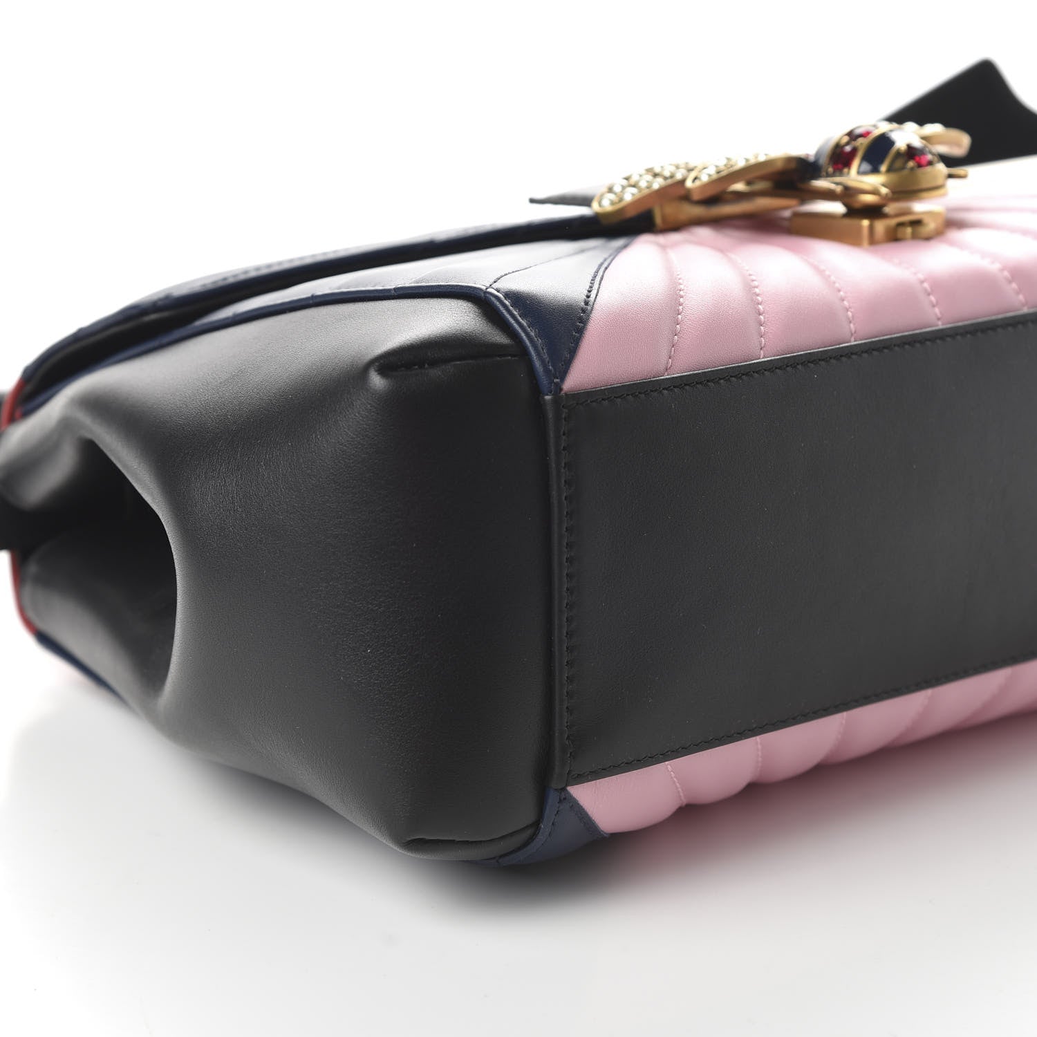 Gucci Calfskin Bamboo Trapuntata Queen Margaret Top Handle Bag Blue Agata Hibiscus Red Mystic White Sugar Pink 6 of 10